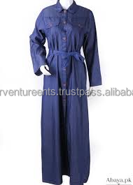 Abaya de Mezclilla a la Moda con Cinturón para Mujer, Estilo Veraniego, Lavado Claro, Simple, Modesto, Casual, Elegante, Vestido Largo de Algodón Orgánico - Product Image 2