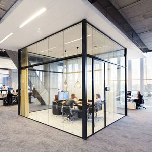 Framed Glass Partition Double Glazing Acoustic Performance Aluminum Frame Tempered Glass Office <b>Room</b> <b>Divider</b> Energy Efficient - Product Image 3