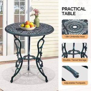 Set Bistrot da Esterno in Alluminio Pressofuso per Tutte le Stagioni, 3 Pezzi, con Tavolo e Sedie Rose per Patio, Giardino, Cortile 2 - Product Image 5