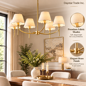 Lustre contemporain Daystar Trade en or, 6 lumières, blanc chaud 3500K, en fer, 100W, non dimmable, pour intérieur, facile à installer - Product Image 2