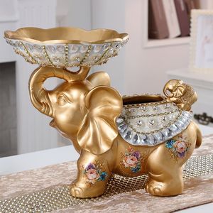 Cestino di frutta elefante oro e bianco con scatola di tessuto in resina vassoio Snack per la decorazione della casa - Product Image 3
