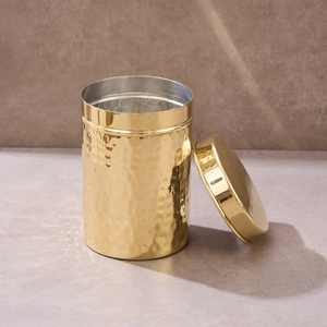Golden Metal Storage <b>Canisters</b> <b>Set</b> Sugar Tea Coffee Airtight Lids <b>Kitchen</b> Organizer Modern Design Cylinder Shape - Product Image 6