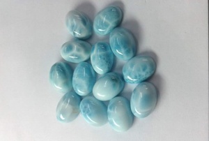 Perles de pierres précieuses naturelles de larimar ovales de qualité supérieure, cabochons, pour la fabrication de bijoux, pendentifs et boucles d'oreilles, fournitures de bijouterie - Product Image 1