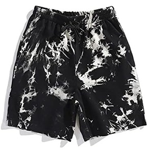 Shorts de survêtement unisexe en molleton bouclette délavé à l'acide, coupe ample, effet soleil délavé, teinture dip dye, respirant pour le sport - Product Image 6