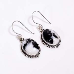 Boucles d'oreilles en turquoise buffle blanc, argent sterling 925, faites à la main, bijoux en pierres précieuses, cadeau de luxe pour femmes - Product Image 6