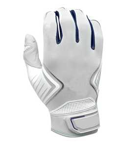 <b>White</b> Leather Baseball Batting Gloves Full Finger with Blue Accents Breathable Design for Pitcher Training Enhanced Grip Comfort - Product Image 4