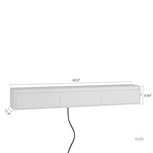 Mobile TV Sospeso Bianco da Parete per Soggiorno con Luci LED e Presa di Corrente Integrata - Design a Scaffale Flottante - Product Image 6