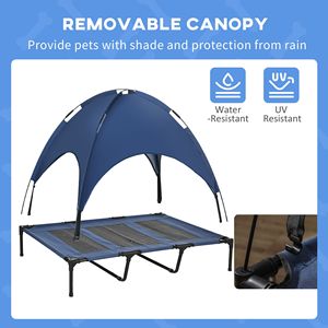 Cuccia Portatile per Cani 48x36" con Tettuccio Parasole Anti-UV e Tappetino Rinfrescante Blu Scuro per Animali di Piccola Taglia - Product Image 6