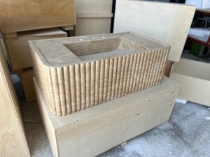 Travertine Marble Rectangular Sink Handmade Natural Stone Wash <b>Basin</b> Integrated Bathroom Countertop <b>Basin</b> Beige Stone Sink - Product Image 3