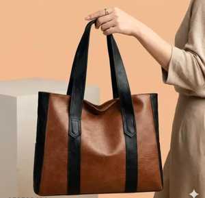 Sac fourre-tout classique pour femme en cuir véritable avec bandoulière marron, grande capacité, ouverture supérieure, sac décontracté pour usage quotidien, prêt à être expédié - Product Image 5