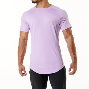 T-shirt de fitness pour homme en coton et élasthanne de haute qualité, manches courtes, col rond, vêtements de sport pour homme - Product Image 2