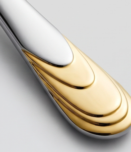 Ensemble de couverts minimalistes en acier inoxydable avec poignées plaquées or, finition miroir, passe au lave-vaisselle, pour la vaisselle de mariage - Product Image 2