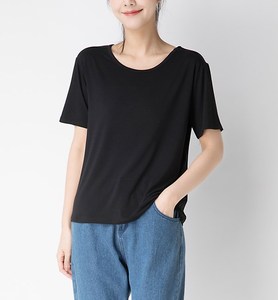 Camiseta Básica de Algodón para Hombre, Color Sólido, Manga Corta, Cuello Redondo, Corte Regular Informal, Transpirable, Tejido Liso Teñido - Product Image 3