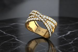 Anillo de Oro Sólido de 14K con Baño de Rodio y 66 Diamantes de Corte Brillante de 1.00 Quilates, Diseño Clásico para Mujer |   Elegante para Fiestas y Bodas - Product Image 6