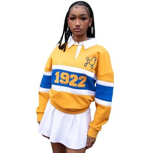 Camisa de Rugby de Verano para Mujer Sigma Gamma Rho 1922, Amarilla y Azul, Manga Larga, Cierre de Botones, Estilo Deportivo Informal - Product Image 2