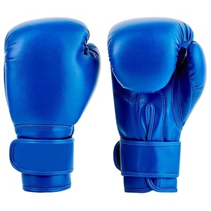Gants de boxe en cuir bleu, fermeture Velcro, pour adultes, équipement d'entraînement - Product Image 1