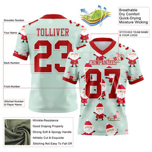 Camiseta de Fútbol Americano Sublimada Personalizada, Cuello en V, Manga Corta, Impresión Completa con Nombre del Equipo 00, Diseño de Acuarela, Uniforme Unisex para Adultos - Product Image 5