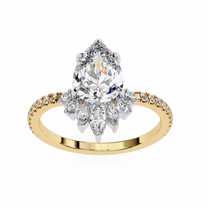 Bague de fiançailles en moissanite de laboratoire taille poire, or blanc, pavé, avec accents ovales et marquise, bijoux de mariage - Product Image 6