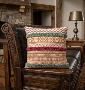 Funda de Cojín Tejida Clay Horizon con Encaje, Funda de Almohada Decorativa de Algodón para Sofá, Cama y Decoración del Hogar - Product Image 1