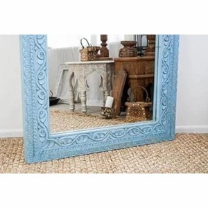 Rustic Sheesham Wood Rectangle Wall <b>Mirror</b> Carvings Decor - Product Image 3