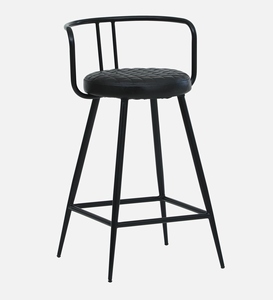 Minaj Metal <b>Bar</b> Chair <b>Adjustable</b> Black Finish PU Leather Modern Industrial Luxury Counter Height <b>Stool</b> Commercial Use <b>Bar</b> - Product Image 4
