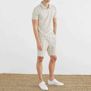 ชุดเซ็ต 2 ชิ้น เสื้อโปโลและกางเกงขาสั้นสำหรับฤดูร้อน ผลิตตามสั่ง (OEM) สำหรับเสื้อผ้าผู้ชาย ไซส์พลัส สไตล์ไฮสตรีท ผ้าฝ้าย - Product Image 6