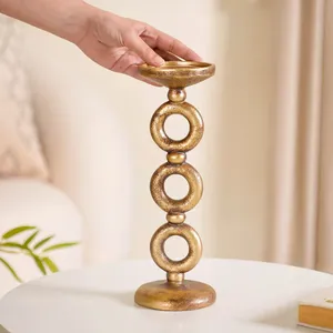 Tall Metal Candle Stand in Antique Gold Finish Elegant Decorative <b>Ring</b> Design for Home Decor from <b>Indian</b> Supplier for Bulk Expot - Product Image 4