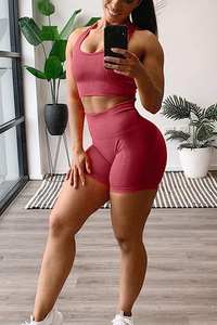 Ropa Deportiva para Mujer, Camiseta de Yoga sin Costuras de Color Sólido, Manga Larga, Top Corto para Entrenamiento, Secado Rápido, Transpirable, Conjuntos de Yoga - Product Image 5