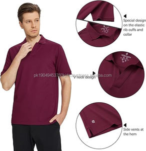 Mens V Neck Polo Shirts Short Sleeve Lightweight <b>Business</b> Collared Shirts Performance Golf Polo Shirts for Men - Product Image 3