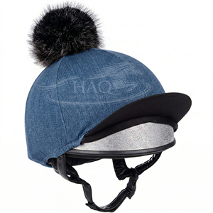 Funda para Casco de Equitación para Niños y Jóvenes, con Pompón de Piel Sintética, Elástica, de Seda, para Competencia, Invierno - Product Image 3