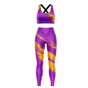 Wholesale Sports Wear Sublimation Printing Yoga Wear Ladies Sports <b>Bra</b> and Leggings Set Made In Spandex polyester Material - Product Image 2