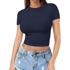 Camiseta Lisa Anti-Pilling para Mujer, Duradera, Mezcla de Algodón, Manga Corta, Personalizable con Logotipo, Prenda Básica para Uso Diario - Product Image 2