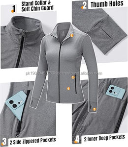 Unisex Full Zip up Long Sleeve Stage & Dancerwear <b>Jacket</b> Lightweight Polyester/Nylon/ with Pockets for Hiking <b>Yoga</b> Gym - Product Image 4