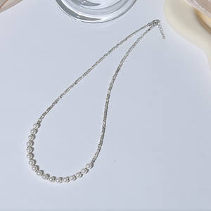 Collar de Perlas de Agua Dulce Naturales de Plata Rota de Alta Gama para Mujer, Diseño Único con Cadena para Clavícula - Product Image 2