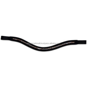Cristales triturados pequeños personalizados multicolor forma de onda de cuero acolchado frente de caballo banda para brida al mejor precio pedido al por mayor - Product Image 3