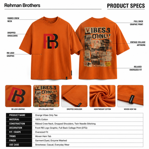 T-shirt oversize orange à épaules tombantes avec logo RB imprimé, style streetwear, manches courtes, jersey de coton, t-shirt tendance pour homme - Product Image 5