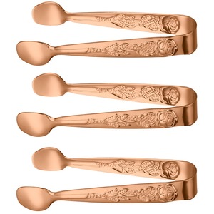 Ensemble de 2 cuillères à glace classiques en métal, motif or, argent et rose, accessoires de bar réutilisables - Product Image 5