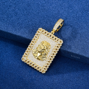 Colgante de Jesús con Marco Cubano - Colgante de Moissanita de Plata de Ley 925, Colgante de Moissanita VVS Color D, Joyería Artesanal de Fe - Product Image 3