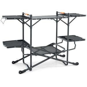 Table de barbecue portable d'extérieur à hauteur réglable, convertible et pliable, avec base en métal (aluminium) pour parcs, rangement inclus - Product Image 2
