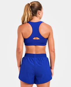 Ensemble de sport 2 pièces bleu pour femme : Crop top dos nageur et short taille haute respirant, couleur unie, taille élastique, idéal pour le yoga et l'entraînement - Product Image 4