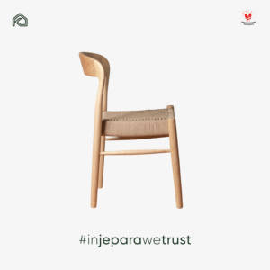 Chaise de salle à manger moderne en bois massif avec assise en corde tressée, chaise en bois naturel pour restaurant, hôtel, villa, mobilier de maison - Product Image 4