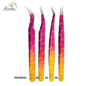 Hot Sale High Quality Stainless Steel Rainbow Color Tweezers Beauty <b>Tools</b> Extension Eyelash Tweezers - Product Image 2