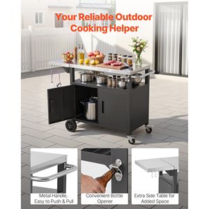 Carrello per Barbecue da Esterno con Armadietto Portaoggetti, Ripiano Superiore in Acciaio Inox da 48,9 Pollici, Isola Cucina Impermeabile - Product Image 5