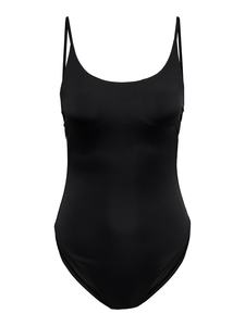 Maillot de bain une pièce noir pour femmes, col carré, coupe haute, en Spandex et Nylon extensible, coupe régulière, couleur unie - Product Image 5