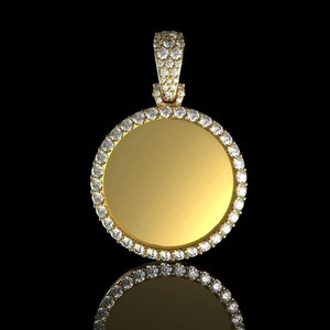 Moissanite Diamond Round Photo Frame Pendant in 14K Gold Plated Forever Memory <b>Locket</b> 925 Silver Moissanite Round Cut Diamond - Product Image 4