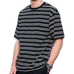 T-shirt à manches courtes rayé pour homme, coupe classique décontractée, en coton, col rond, confortable, pour tous les jours, tendance - Product Image 1