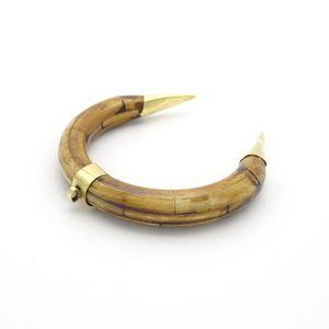 Hand <b>Crafted</b> Polished Natural Bone Eco-Friendly Animal Style Crescent Focal Pendant Thick Tusk with Gold Bail - Product Image 3