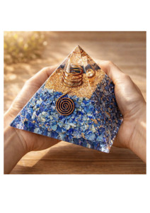 Hot Sale Orgonite Pyramid Lapis Lazuli Crystals, Copper Wrapped Quartz Generator, Gold Flakes & Meaning Card Home Decor & <b>Gift</b> - Product Image 3