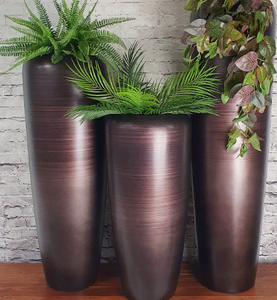 Macetas Altas de Metal Color Cobre para Interiores y Exteriores, Jarrón Decorativo para Jardín, Maceta Grande Moderna para Plantas - Product Image 2