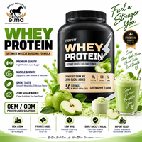 Concentré de protéines de lactosérum Elma Food 1KG Sans sucre ajouté 50 portions Formule de croissance musculaire BCAA Sans OGM Poudre de protéines